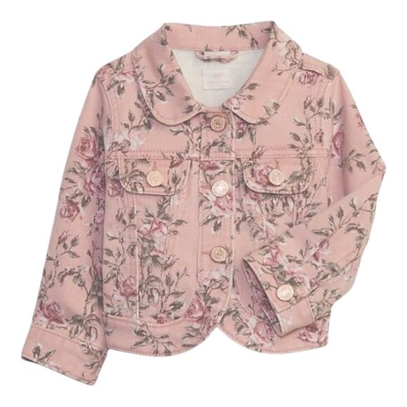 Gap × LoveShackFancy Baby Floral Icon Denim Jacket NWT 6-12 Months - Picture 1 of 11